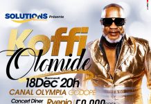 Togo : Kofi Olomidé en concert dîner à Lomé ce 18 décembre